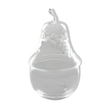 Engraved glass pear-shaped box