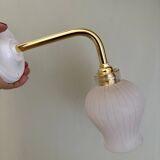 Vintage tulip angled wall light in white granite glass