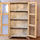 Old display case in Burmese teak with a white-ecru patina