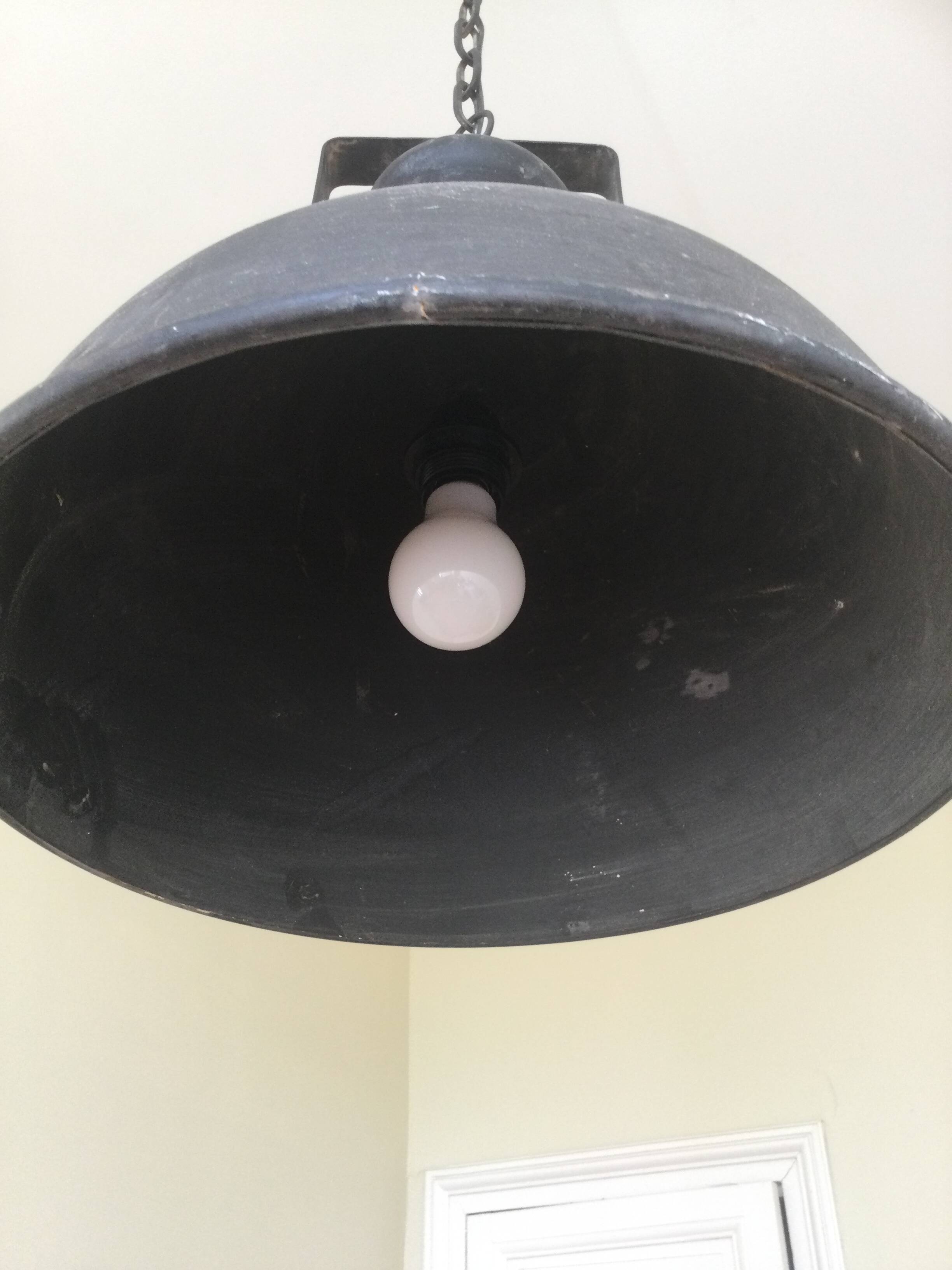 Large round sheet metal pendant light