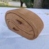 Carved wooden box in the shape of a small piece of furniture - handmade