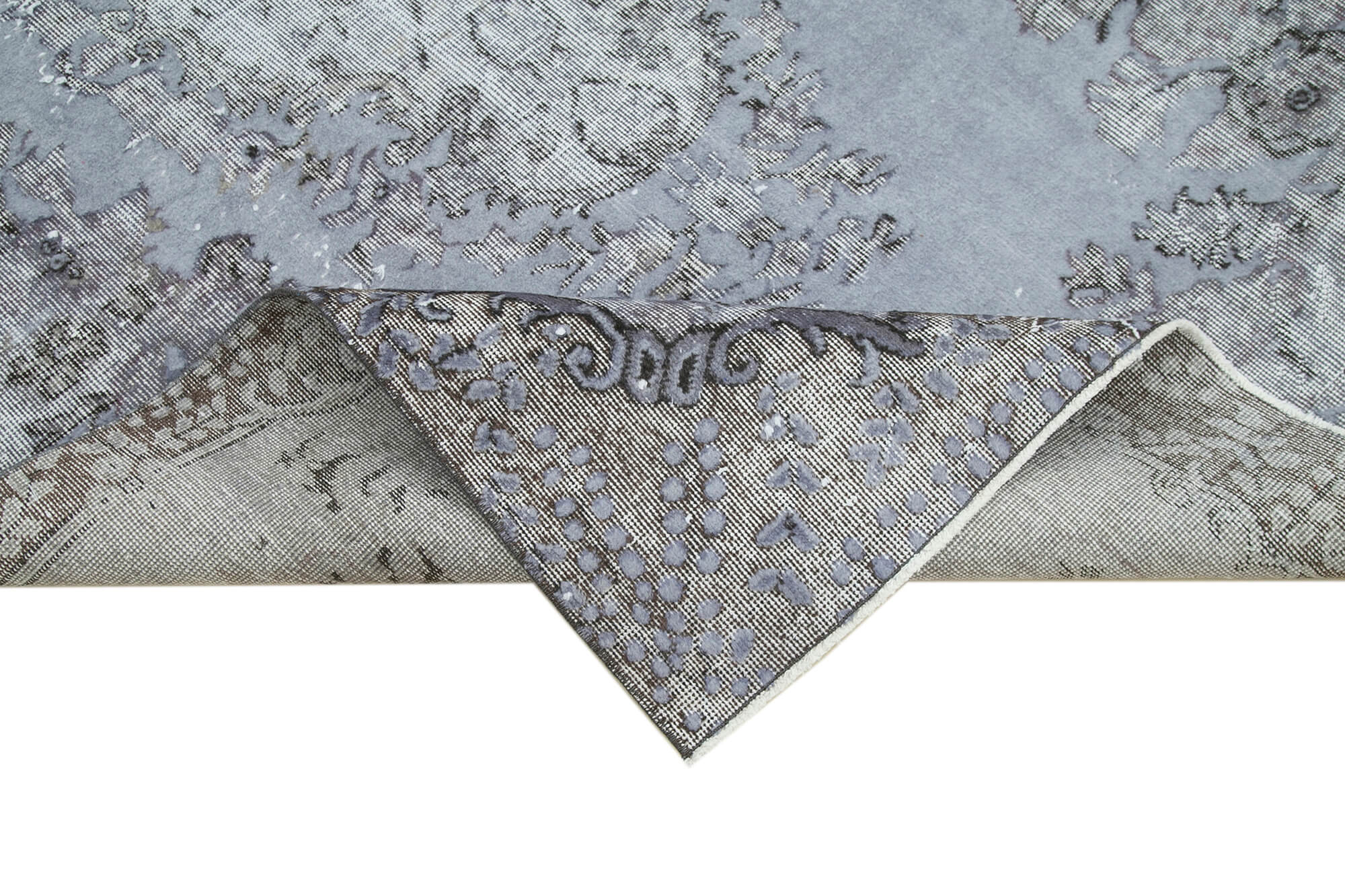 Hand-knotted distressed oriental 1980s 158 cm x 267 cm grey carpet