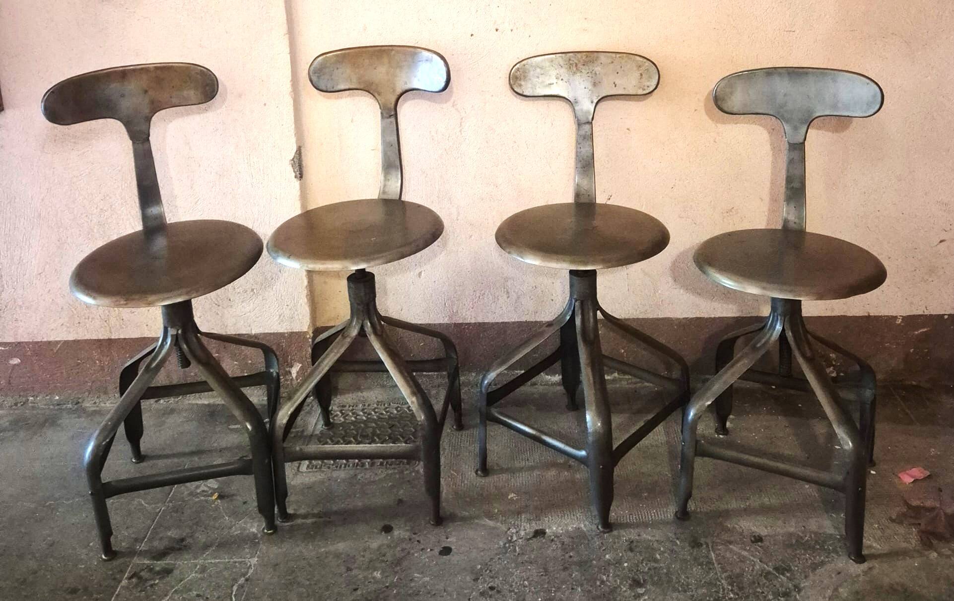 Vintage adjustable chairs/stools, Edition Nicolle, around 1960.