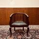 Chaise de bureau classique anglaise Chesterfield en cuir vert