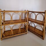 Set of bamboo and rattan shelves