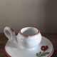 Vintage pink and green tulip ceramic candlestick rat.