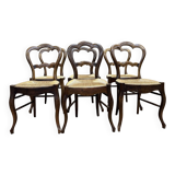 Set of 6 straw-seated chairs from the Louis Philippe period.