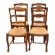 4 Louis XV chairs in solid oak with rush seats, shell carvings, 19th century.