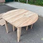 Renovated square extendable dining table in raw solid cherry wood, Louis XVI style.