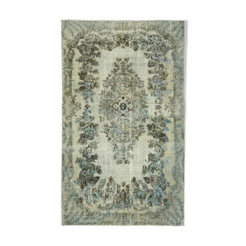 Hand-knotted vintage turkish 1980s 176 cm x 284 cm blue rug