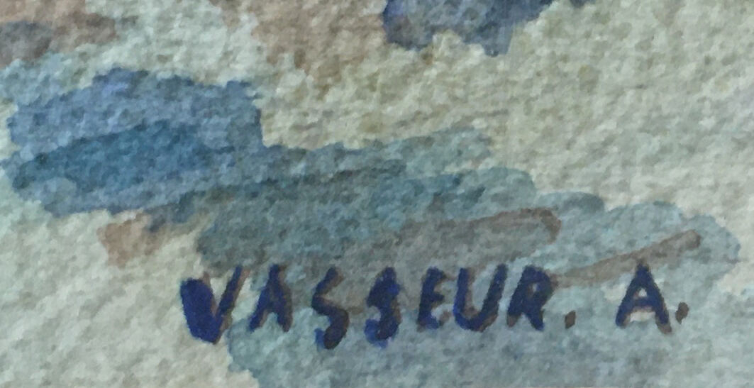 Tableau Aquarelle "Bord de mer arboré"