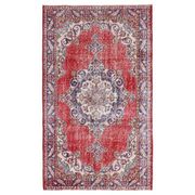 Vintage Turkish Oushak Handmade Wool Cotton Red Area Rug 124x209