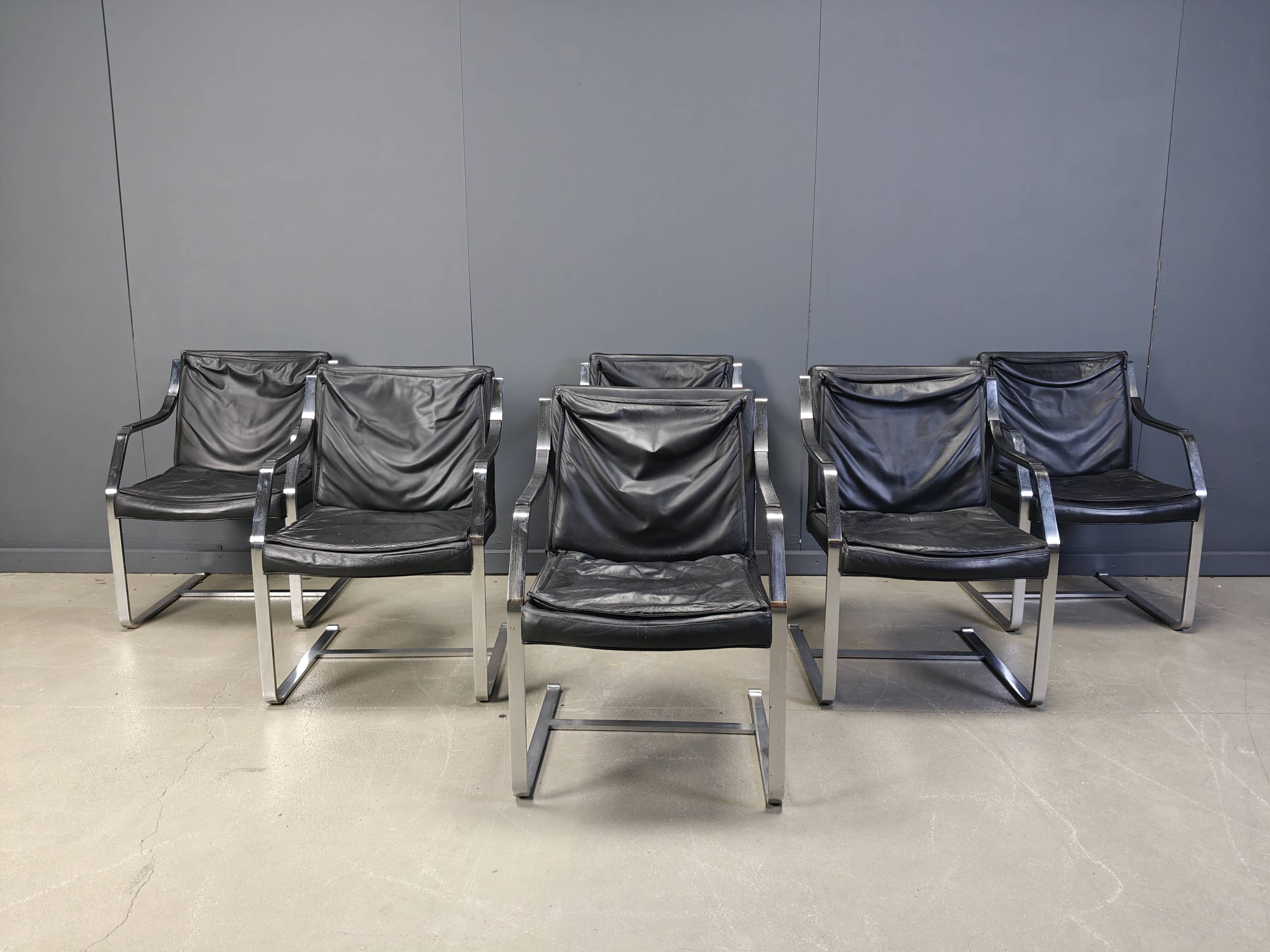 Set of 6 Rudolf Glatzel armchairs for Knoll Art Collection, 1980s