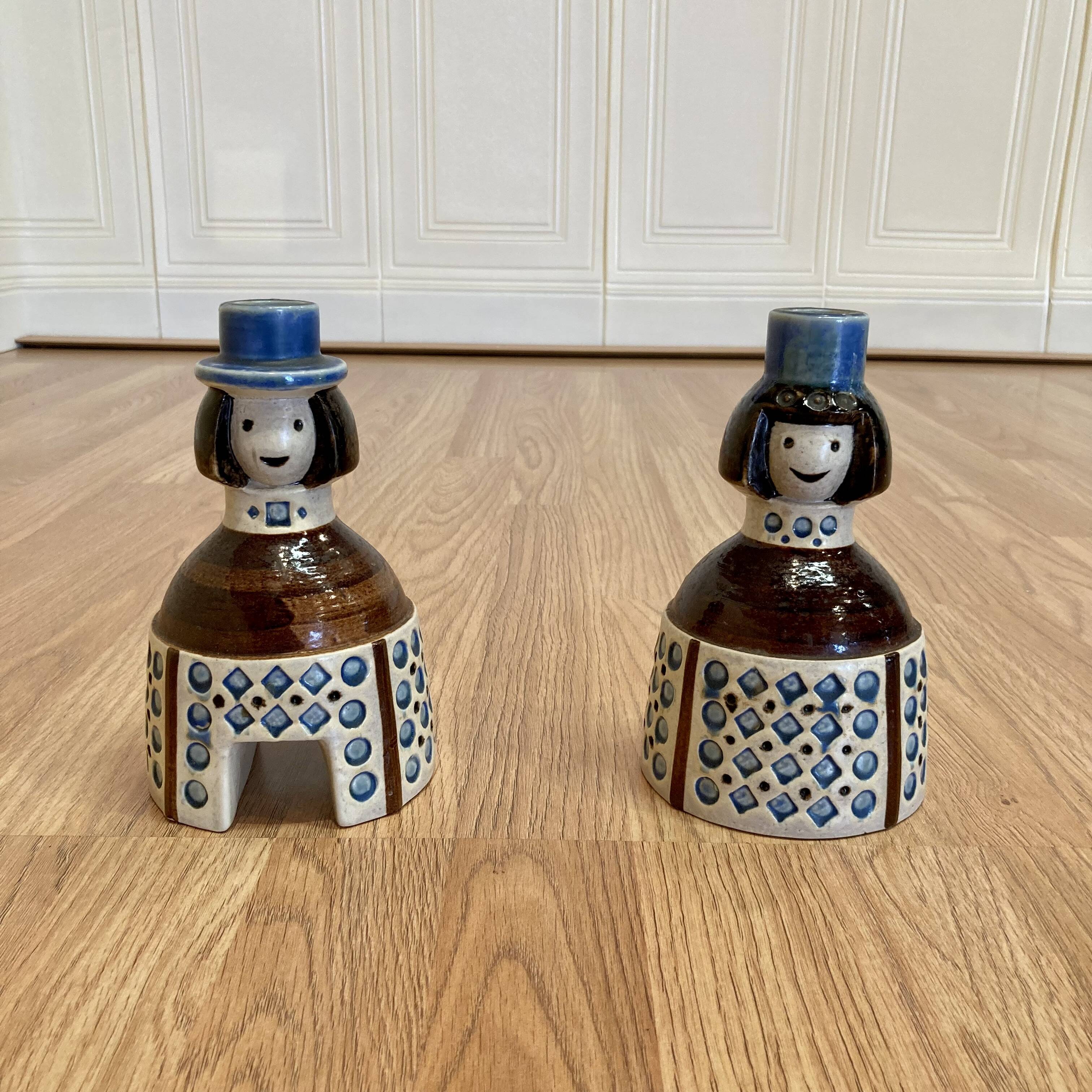 A PAIR OF CANDLEHOLDERS SIGNED "SCANDINAVIAN DESIGN" 1950.