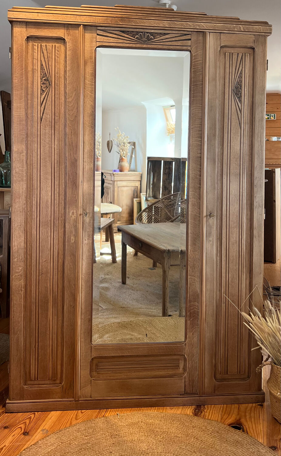 Antique solid oak wardrobe
