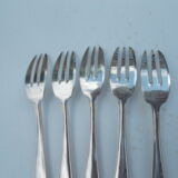 Set of 5 silver metal cake forks
