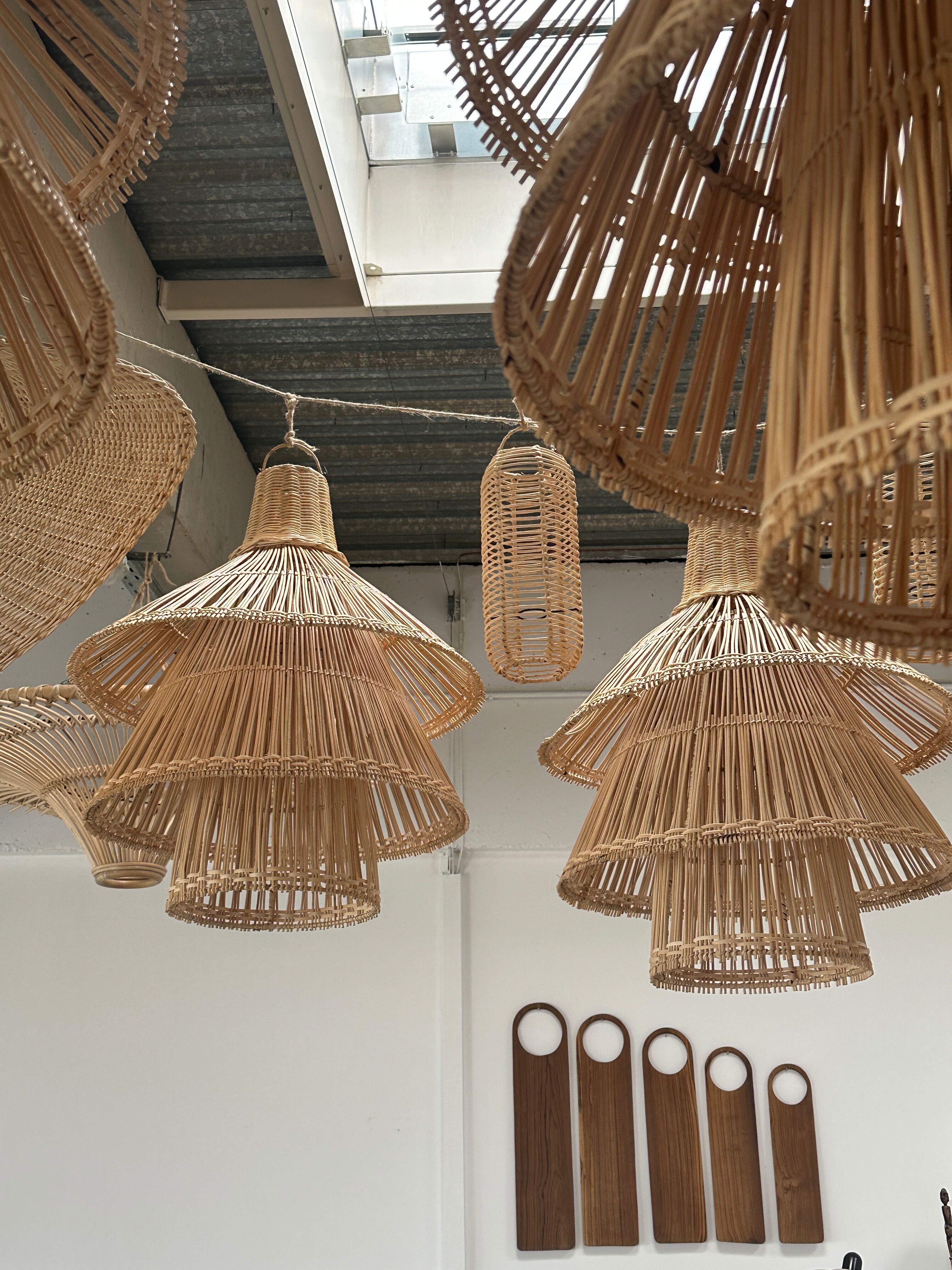 Rattan pendant lamp or light in the shape of an Asian lantern