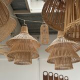 Rattan pendant lamp or light in the shape of an Asian lantern