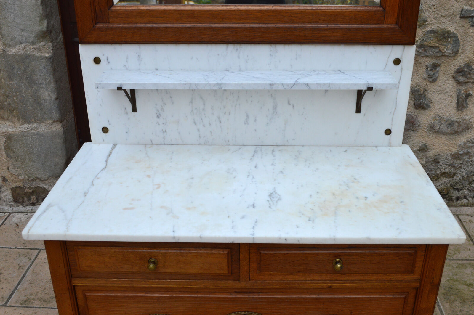 Art Nouveau dressing table dresser in carved oak, France, circa 1910