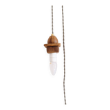 Wooden portable lamp with green cable