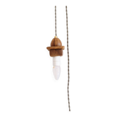 Wooden portable lamp with green cable