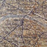 Map of the Paris metro in 1920. Beautiful reproduction to frame