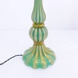 Murano turquoise lamp and pink silk lampshade 1940