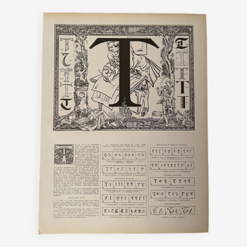 Lithographie lettre T - 1930