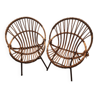 2 Chaises Vintage rotin