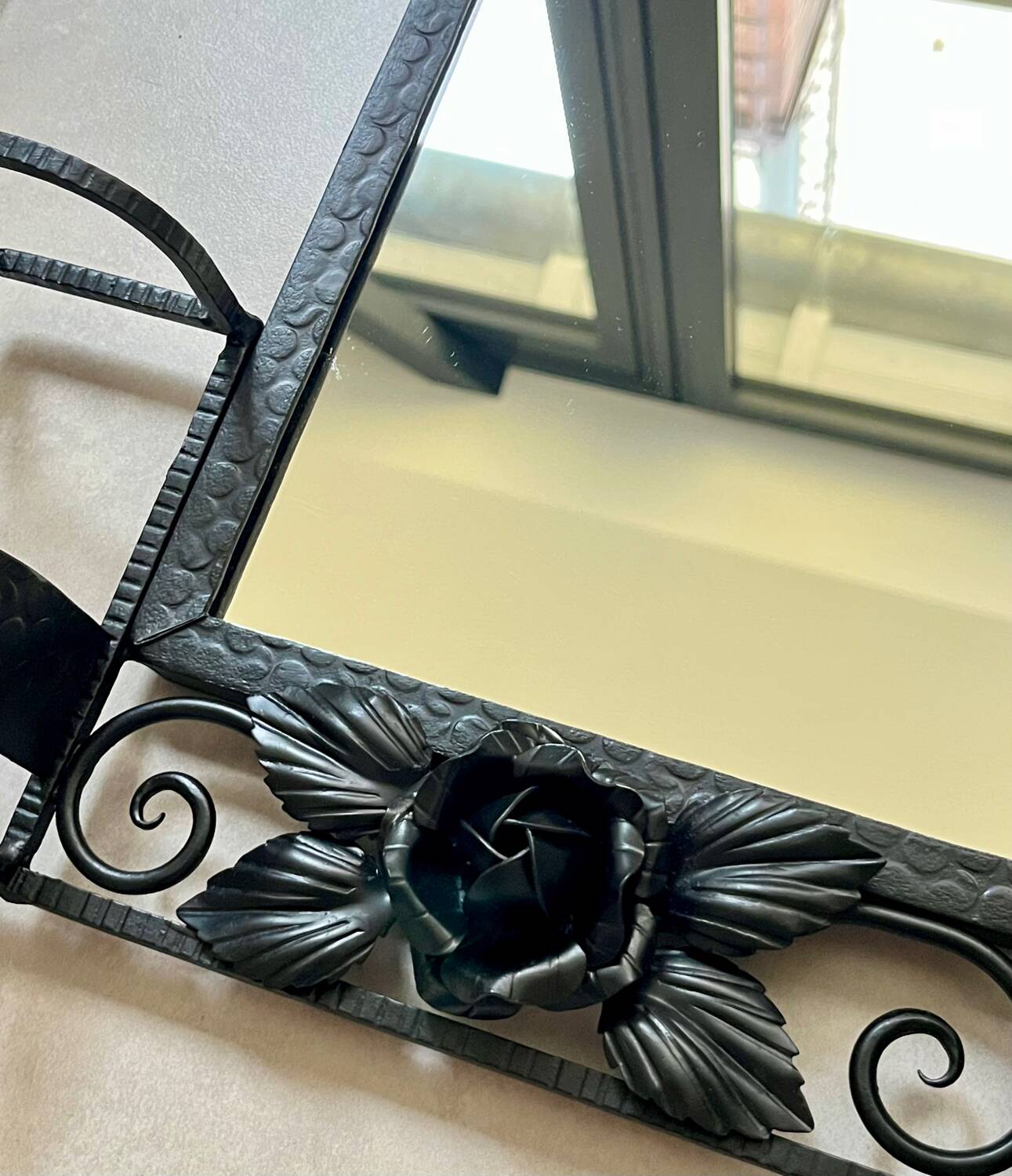 Wrought iron Art Deco mirror