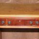 Vintage walnut desk with a leather top and two drawers.