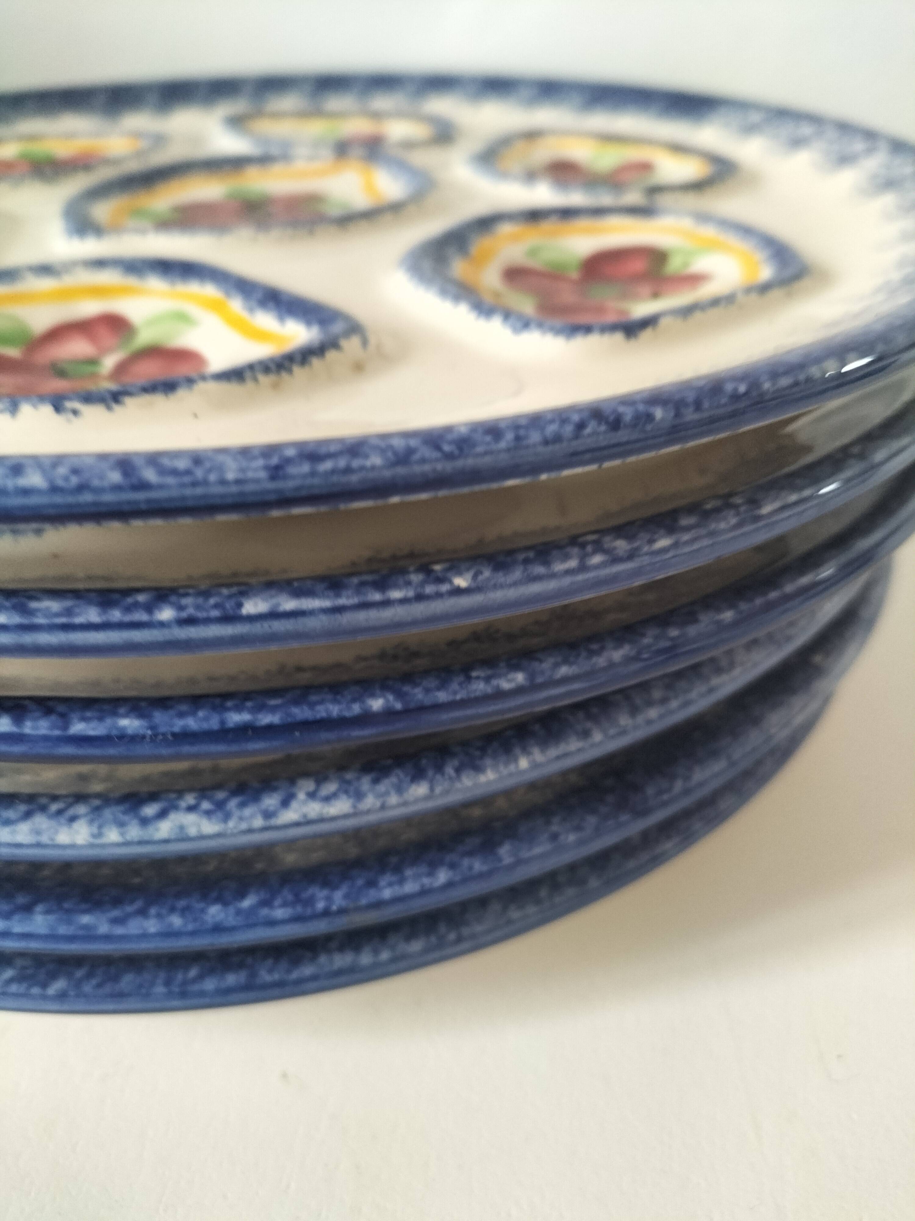 6 vintage MBFA Pornic oyster plates