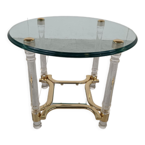 Table basse en laiton et lucite,