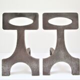 Pair of chenets modernist style steel design 70s