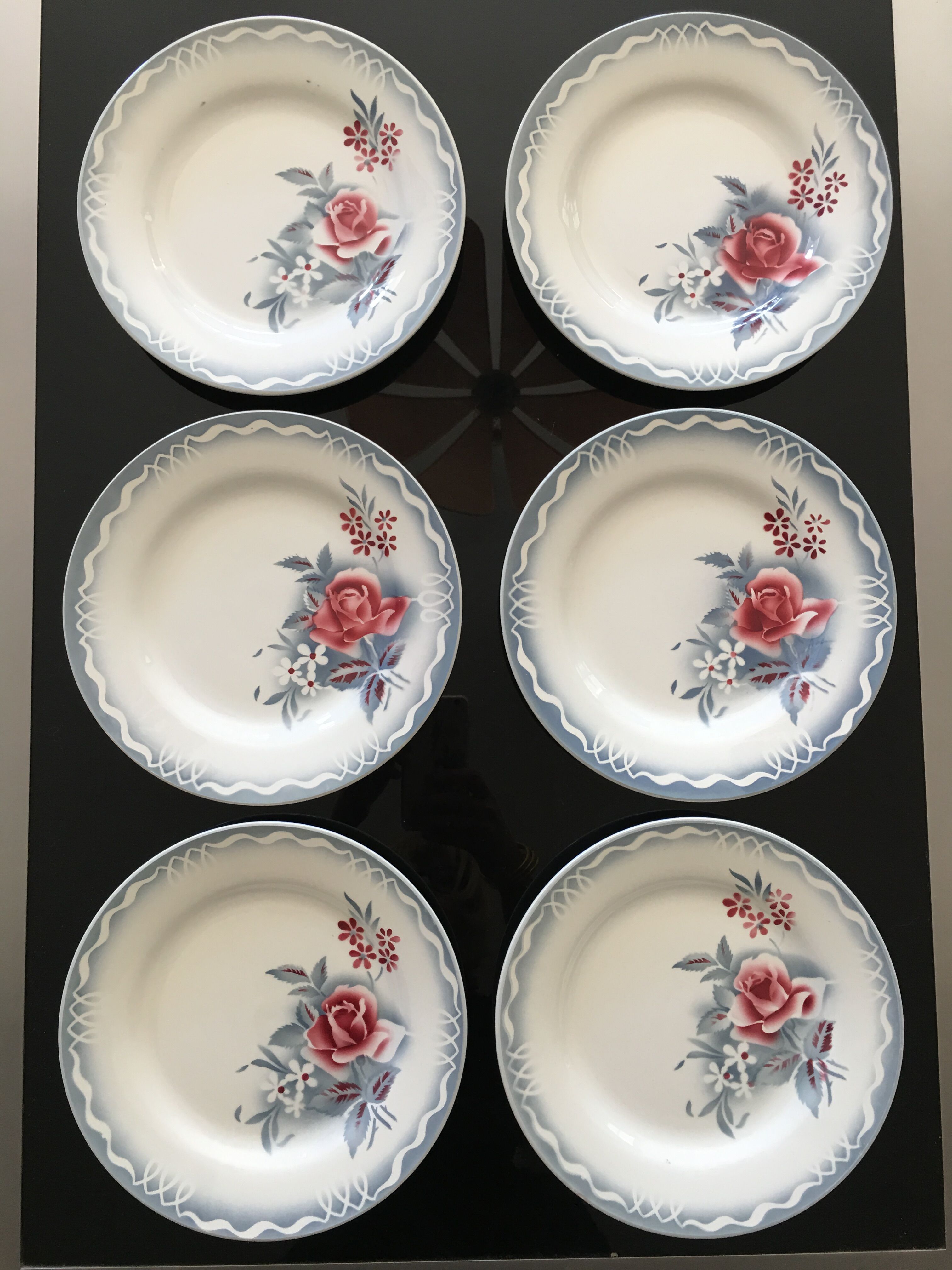 Set de 6 assiettes Digoin Sarreguemines modèle Olga