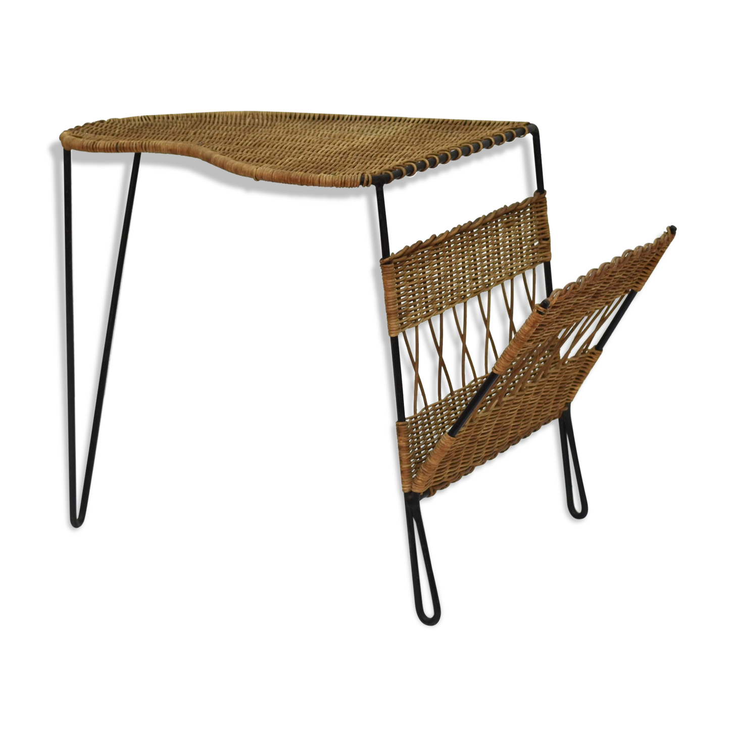 Table porte revue en  osier 1960