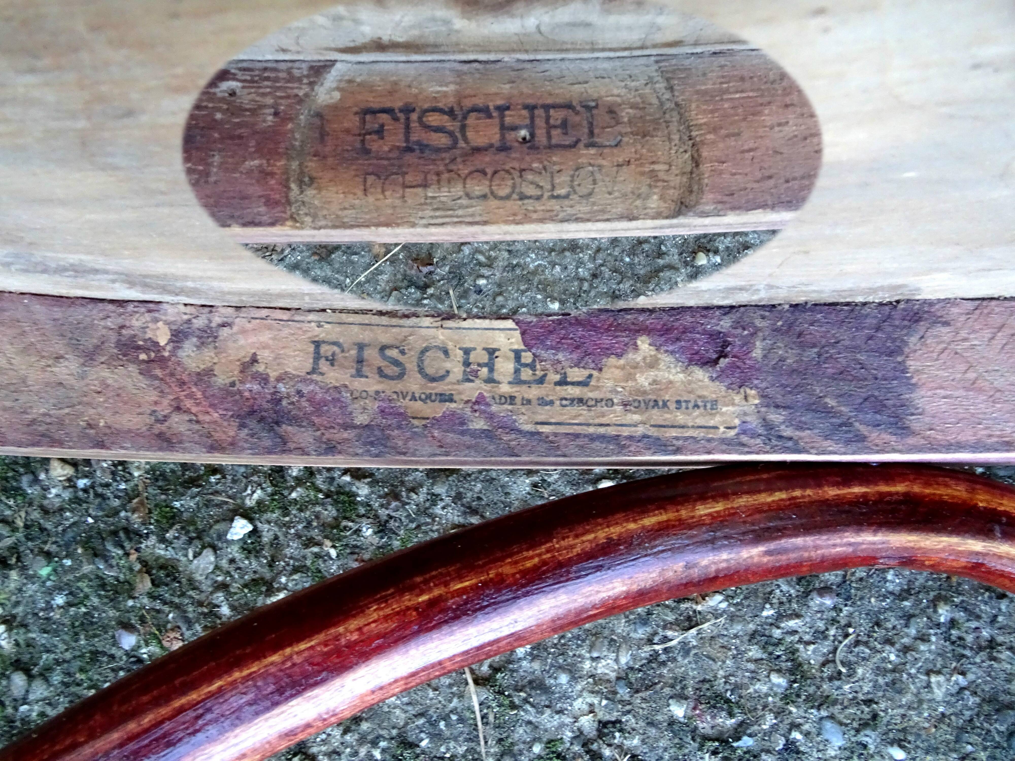 Art Deco desk chair by Fischel in bentwood and leather, 1925