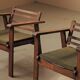 Pair of modernist armchairs in oak, Reconstruction, circa 1940