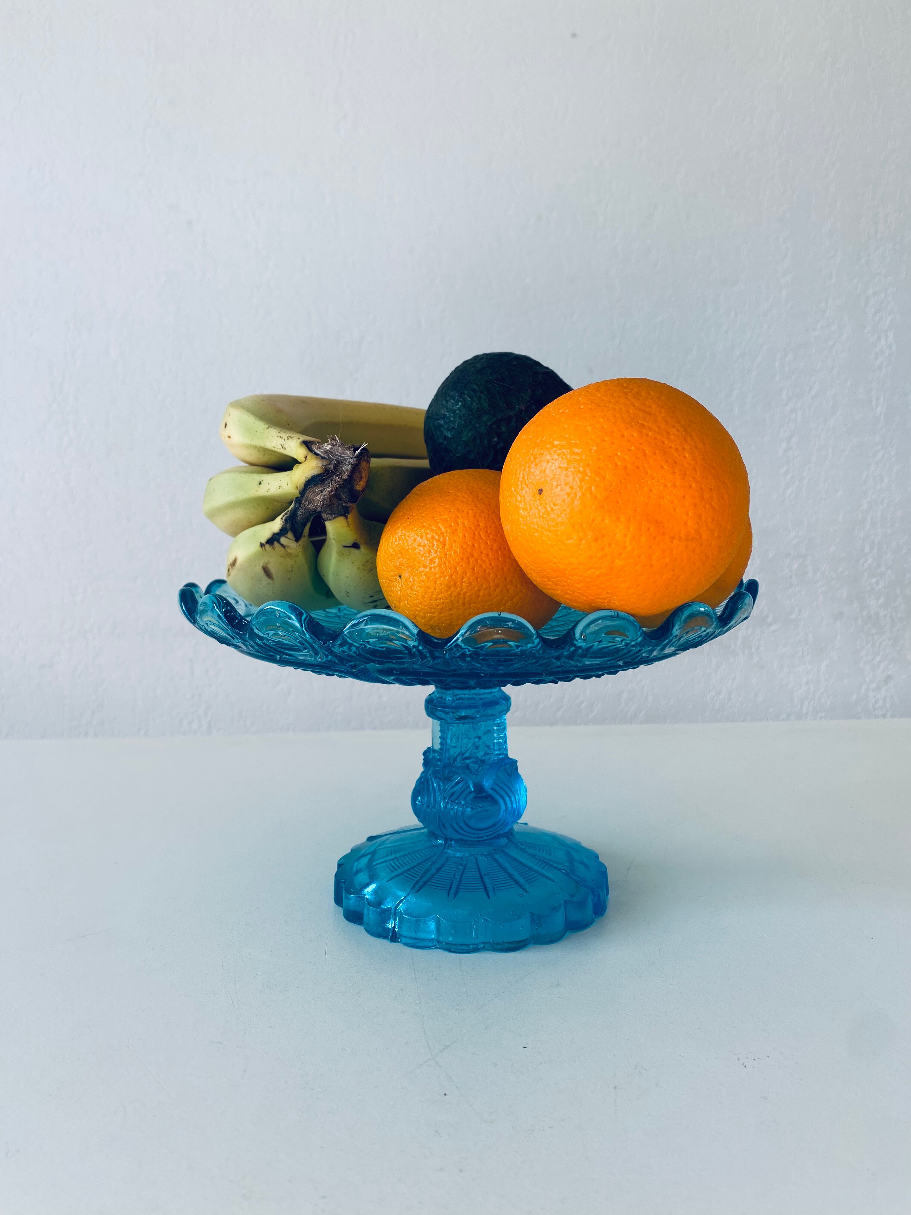 Blue glass stand cup