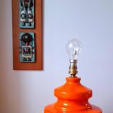 Orange ceramic lamp base 1970