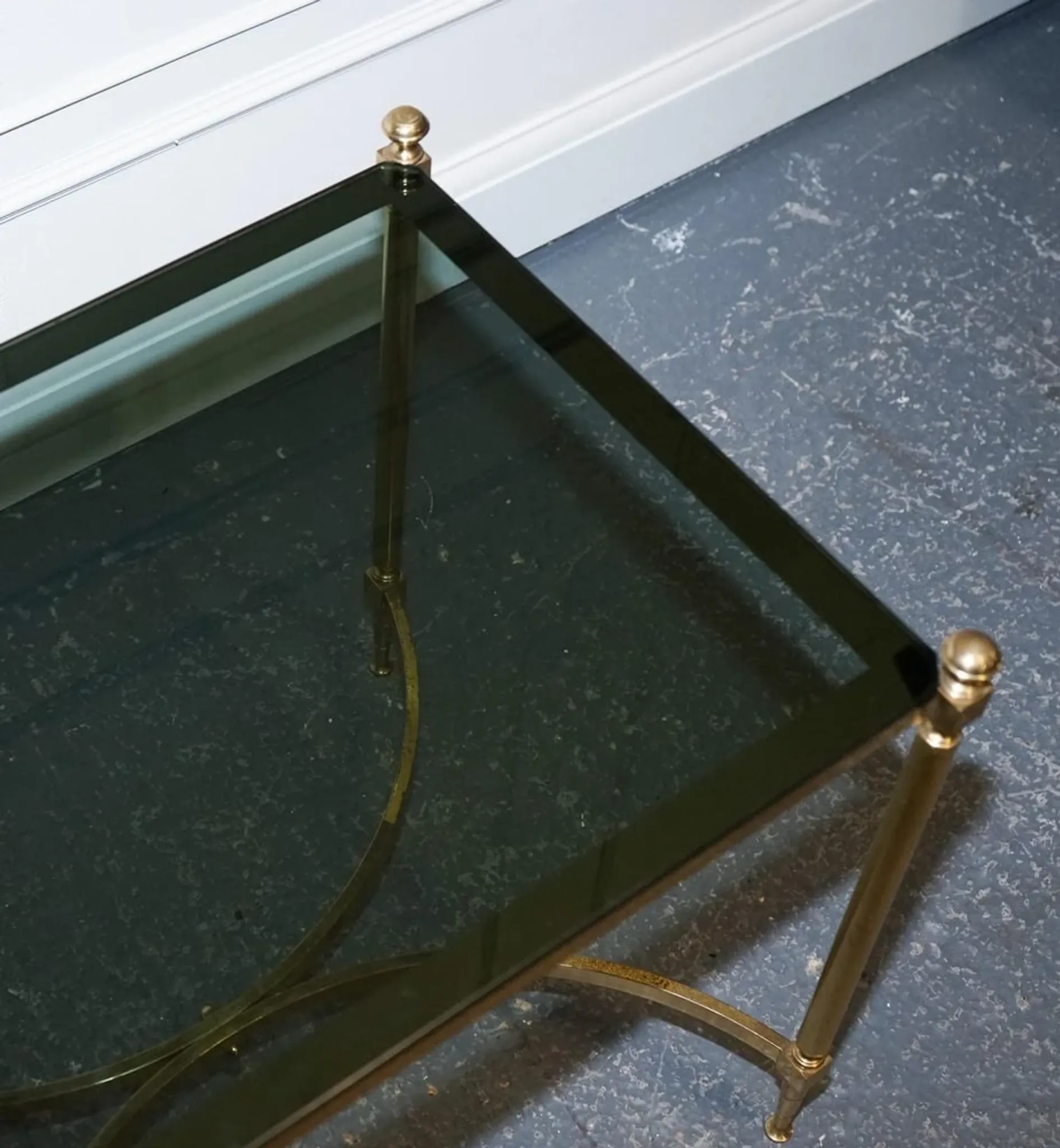 Hollywood Regency Coffee Table in Brass and Smoked Glass, France, 1960s