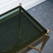 Hollywood Regency Coffee Table in Brass and Smoked Glass, France, 1960s