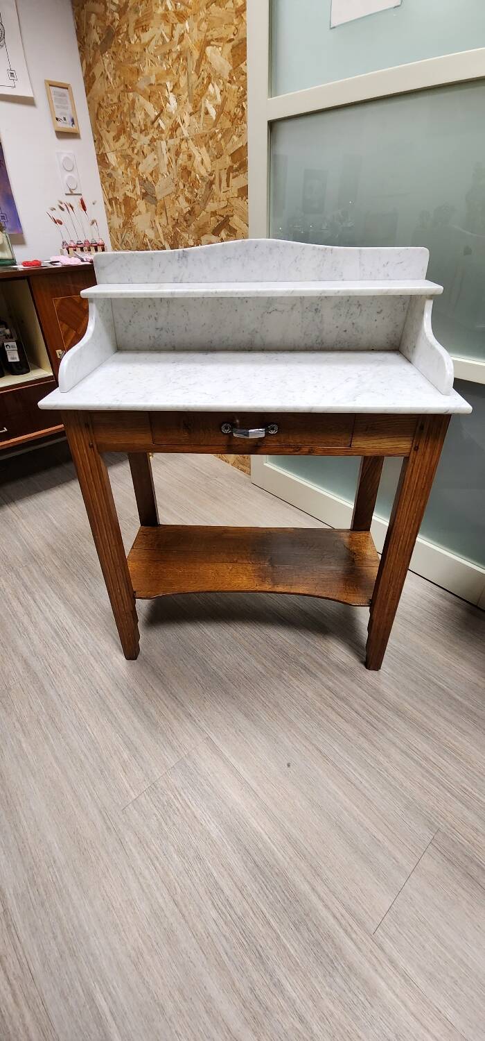 Old dressing table in wood and marble