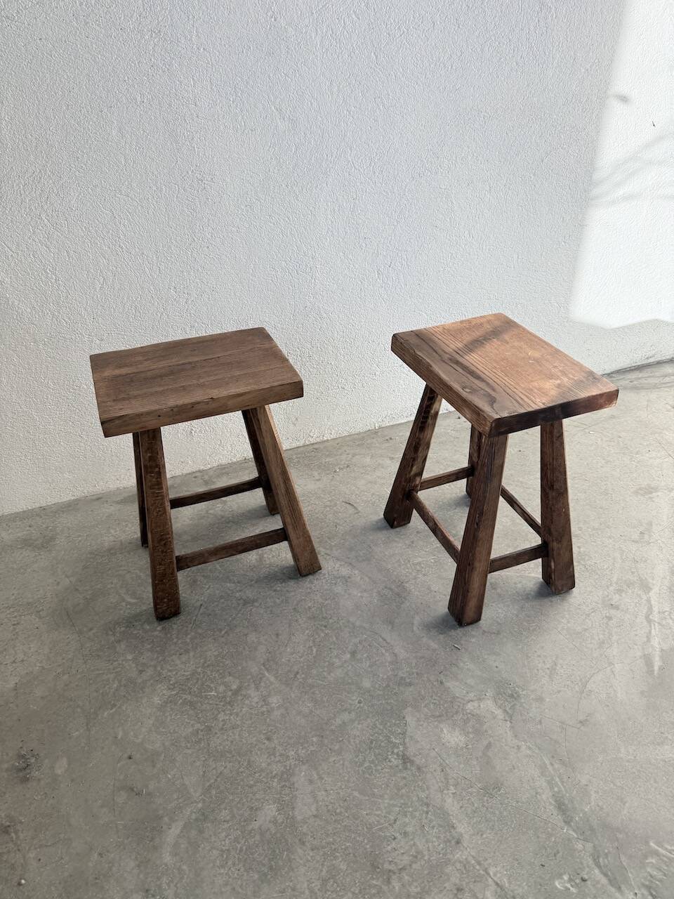 Pair of oak stools from the 1960s.
