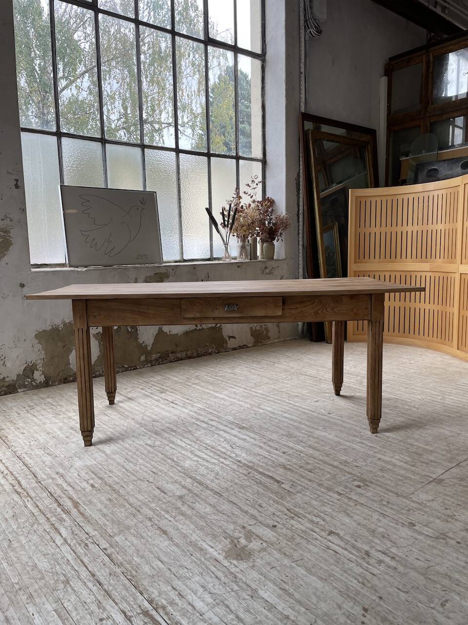 1950s oak butcher's farm table