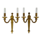 Old pair of bronze double fire wall sconces, signed md