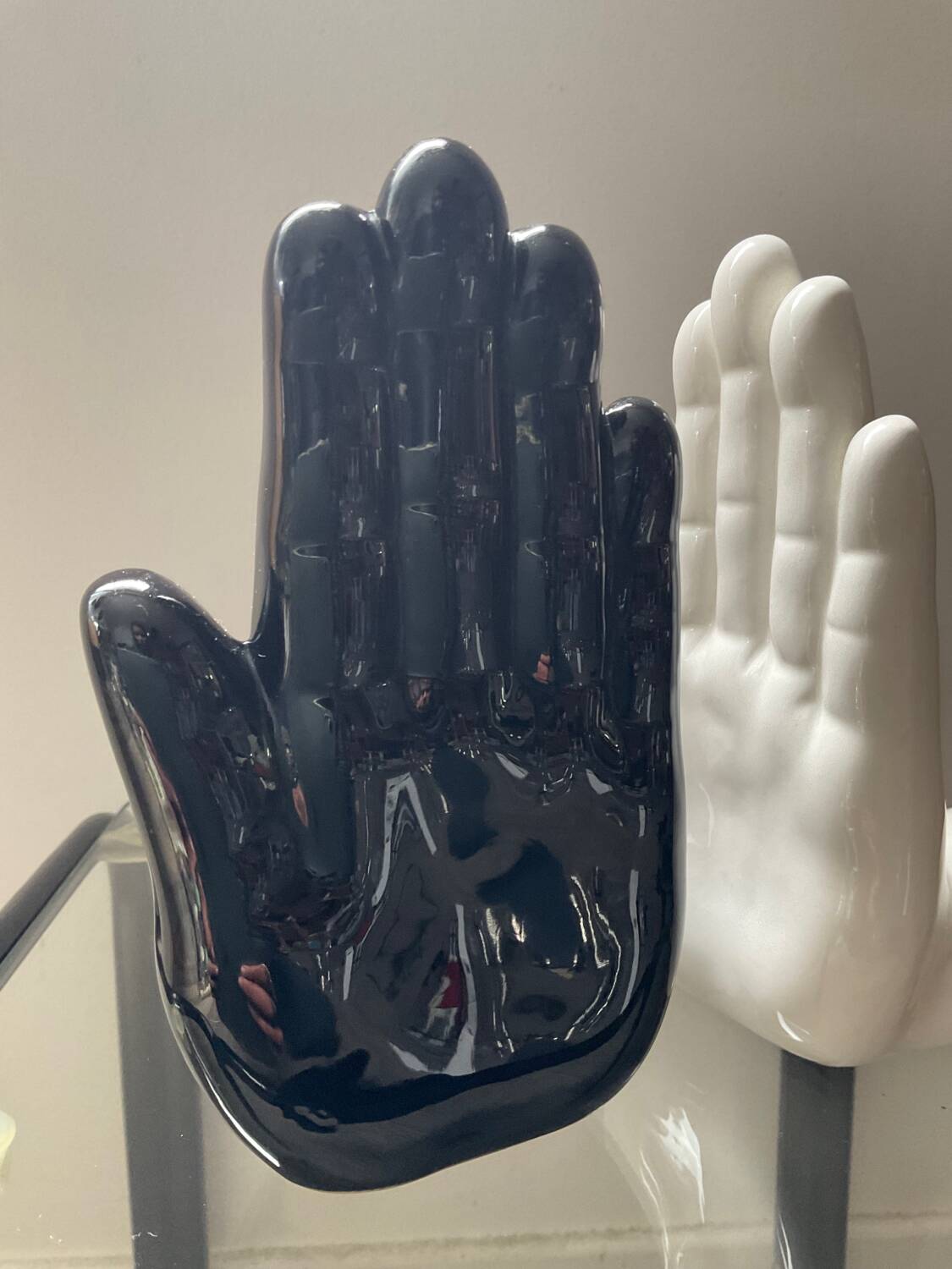 Pair of ceramic Hands bookends from the 70s