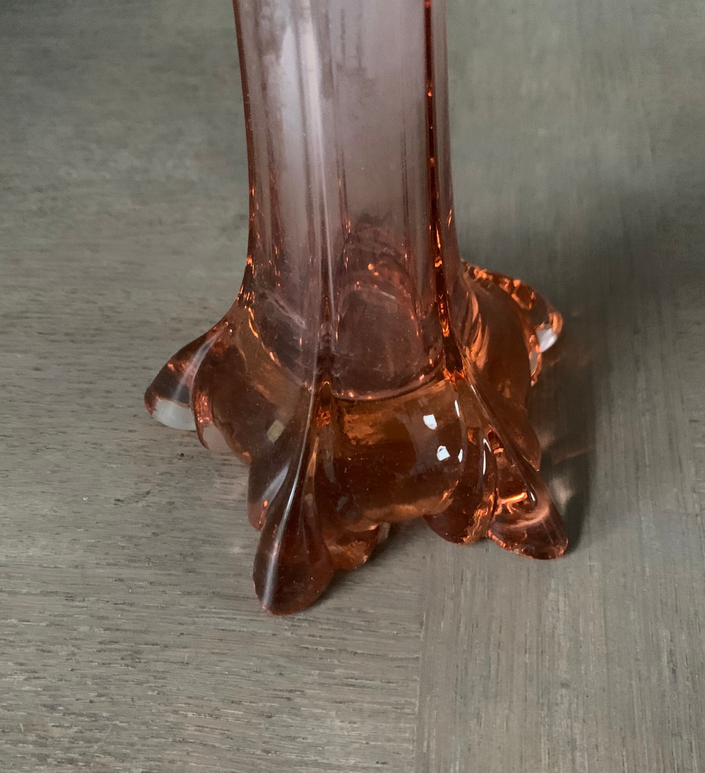 Solifore vase in coral rosé glass 1940