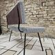 Banc, banquette vintage en tissu et métal style Knoll