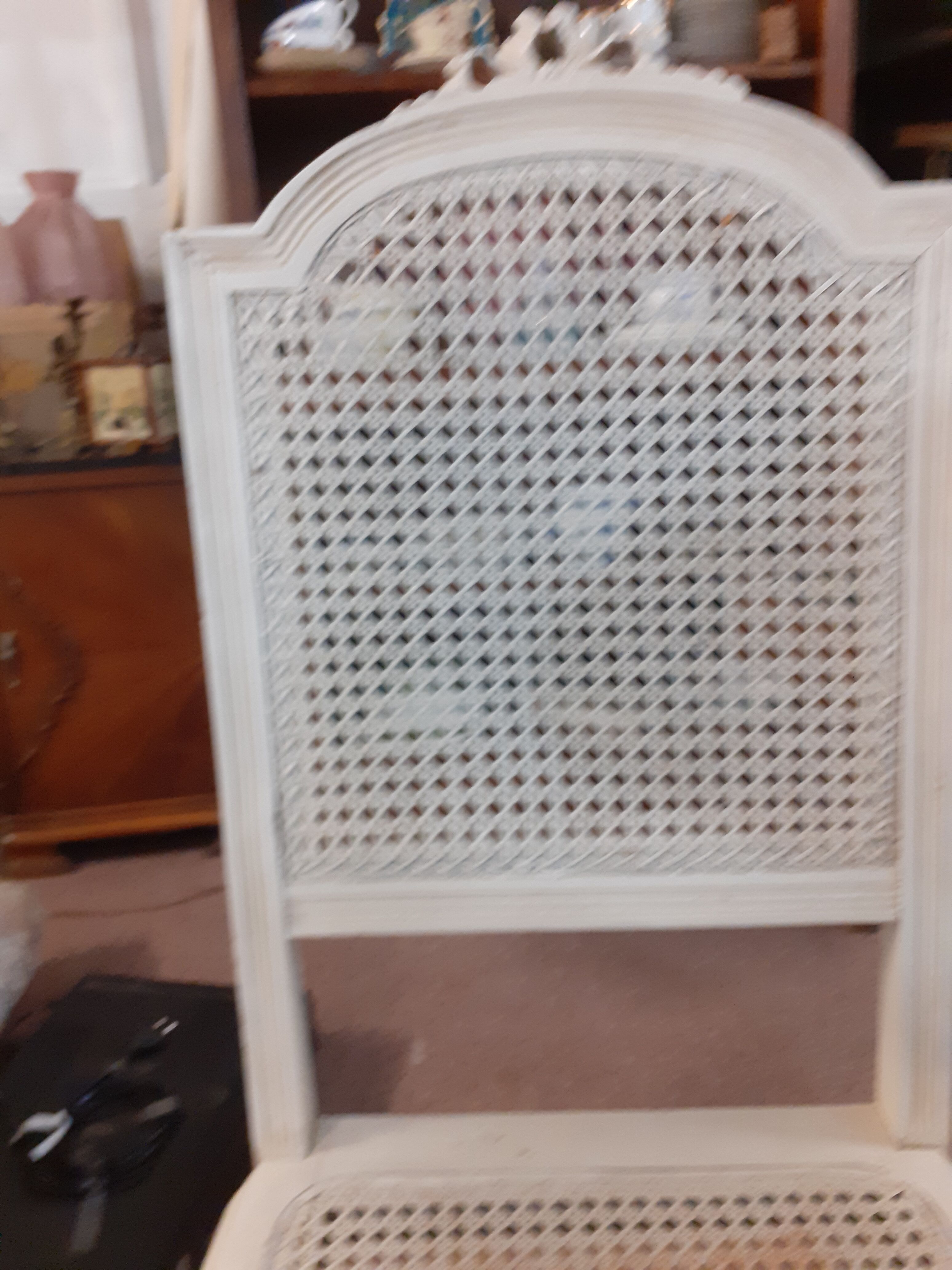 Set of 2 white cane chairs Louis XVI style